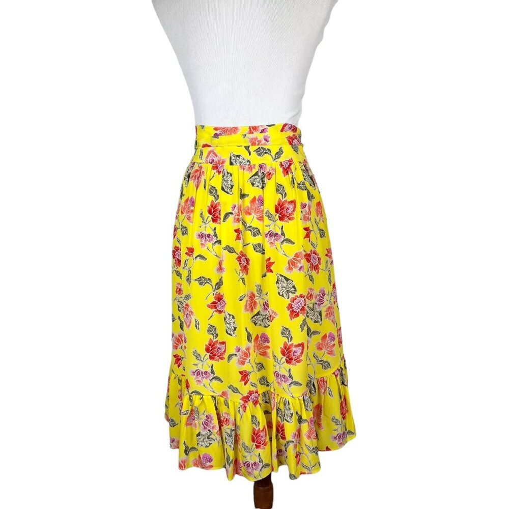 Joie Floral Print Midi Hi Lo Ruffle Skirt Womens XS / 2 - Picture 12 of 12